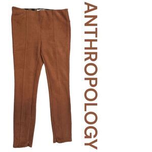 Anthropologie Womens Faux Suede Zip Ankle Pull On Pants Leggings Brown Size 28